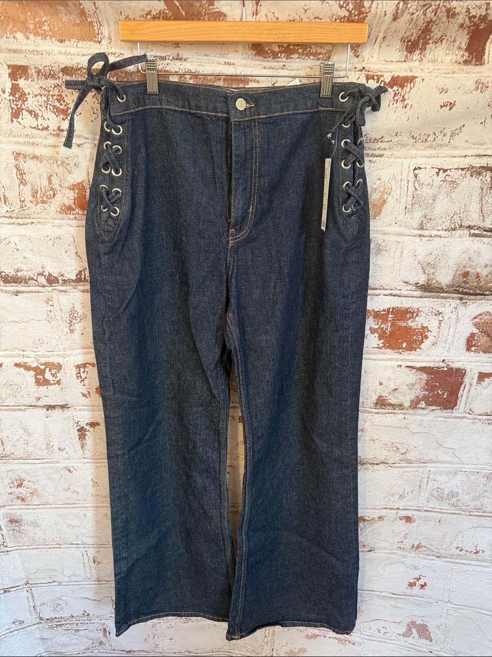 BDG Dark Blue Lace-Up Side Wide Leg Jeans